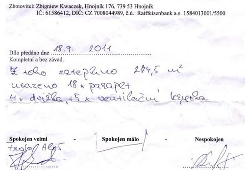 rodinného domu Paskov rok 2011