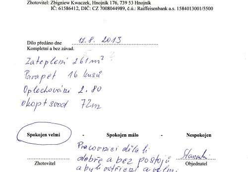 Zateplení rodinného domu Oldřichovice