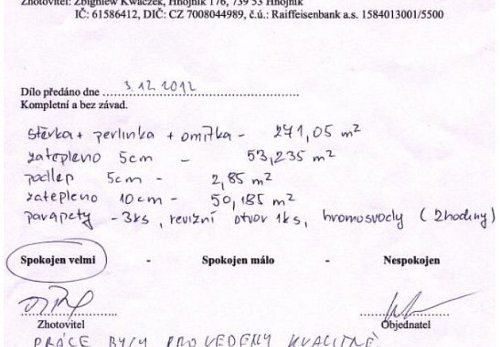 Zateplení rodinného domu Markvartovice