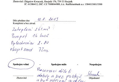 Zateplení rodinného domu Oldřichovice