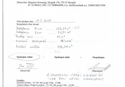 Zateplení rodinného domu Palkovice