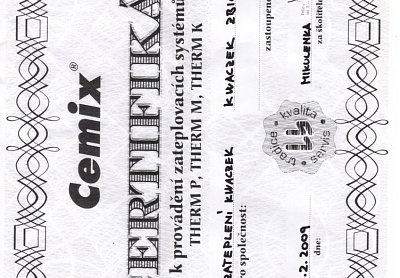 Zateplení fasád Kwaczek certifikáty